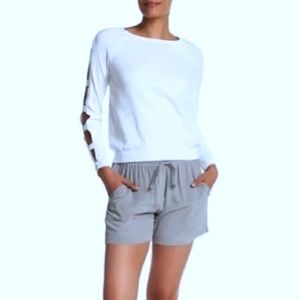 Acrobat Blue Gray 100% Silk Drawstring Shorts